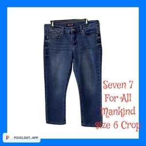 Seven 7 For All Mankind sz 6 Girlfriend EUC Light-wash Cropped Mid Rise Jeans